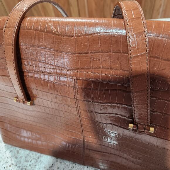 Vintage Etienne Aigner Croc Embossed Satchel Purse Bag - Picture 16 of 16
